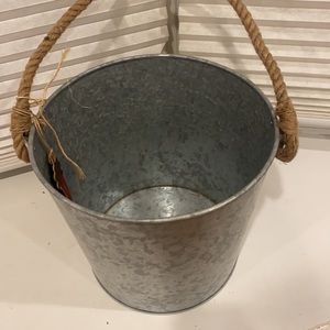 EUC large Metal pail with rabbit painted on side